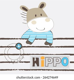 cute hippo cartoon vector illustration