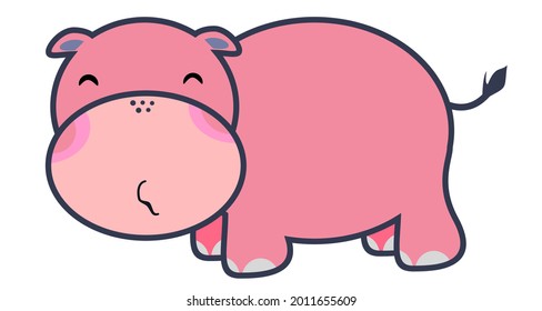 Cute Hippo Cartoon Vector, Perfect for logo, icon, illustration, pattern, background, wallpaper, wrapping paper.