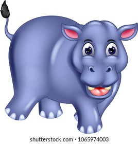 Cute Hippo Cartoon Walking Laughing Stock Vector (Royalty Free) 1065974003