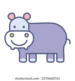 Cute hippo character icon vector illustration design