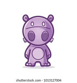 Cute Hippo Character . Vector Illustration. Isolated on white background