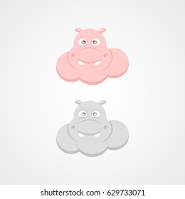 cute hippo cloud with various color