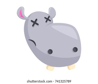 Cute Hippo Face Emoticon Emoji Expression Illustration - Embarrassed