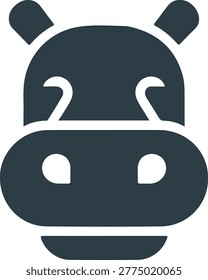 Cute Hippo Face Icon – Flat Hippopotamus Head Vector Illustration for Logo and Web Design.