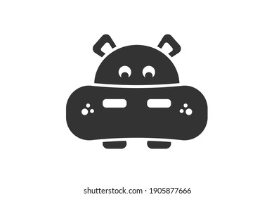 Cute hippo face. Simple icon. Flat style element for graphic design. Vector EPS10 illustration