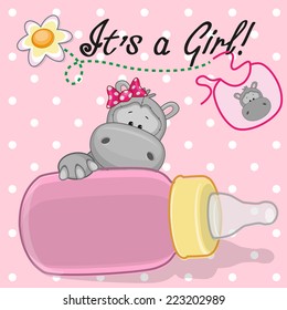 Cute Hippo with feeding bottle 