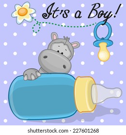 Cute Hippo with feeding bottle 