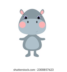 Cute hippo in einem flachen, Cartoon-Stil.