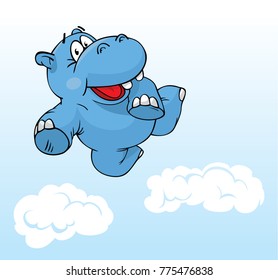  cute hippo flying 