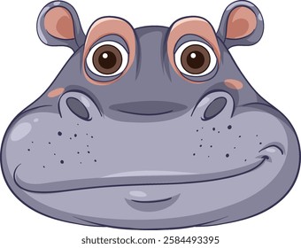 Cute hippo with a friendly, smiling expression