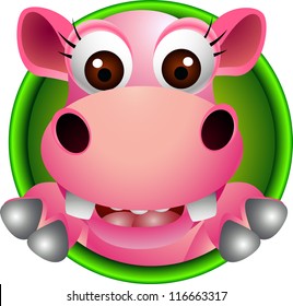 cute hippo head cartoon