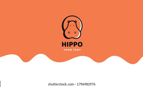 Cute hippo.  Hippopotamus logo. Flat style. Minimalist logo. Stock vector illustration