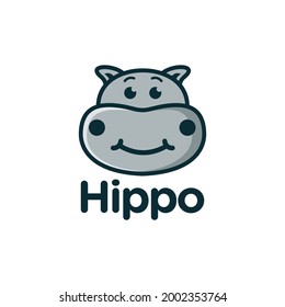 Cute hippo hippopotamus mascot cartoon logo
