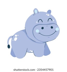 cute hippo illustration over white