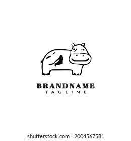 cute hippo logo template icon modern vector illustration