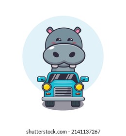 cute hippo mascot cartoon character ride on car