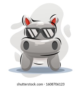 CUTE HIPPO MASCOT CARTOON VECTOR