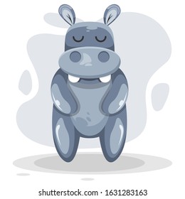 CUTE HIPPO MASCOT CARTOON VECTOR