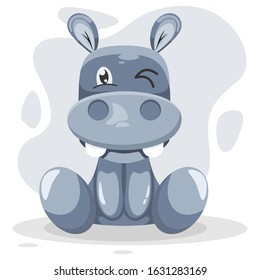 CUTE HIPPO MASCOT CARTOON VECTOR