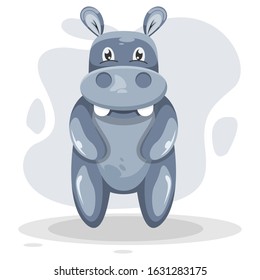 CUTE HIPPO MASCOT CARTOON VECTOR