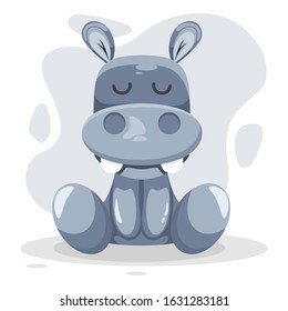CUTE HIPPO MASCOT CARTOON VECTOR