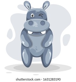 CUTE HIPPO MASCOT CARTOON VECTOR