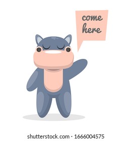 cute hippo mascot cartoon vector