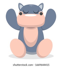 cute hippo mascot cartoon vector