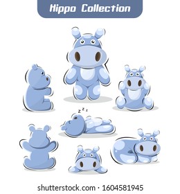 cute hippo mascot design vector premium collection