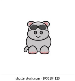 cute hippo mascot design wear glasses vector design eps 10