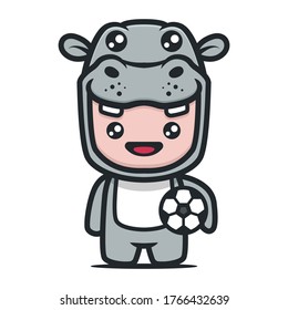 Cute Hippo mascot with school student theme design illustration