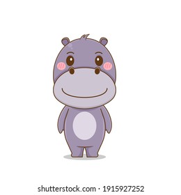 Cute hippo mascot vector design illustration