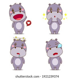 Cute hippo mascot vector design illustration