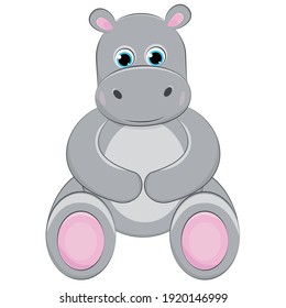 Cute hippo on a light background. hippopotamus for children's illustration. Behemoth for prints.
