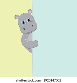 Cute hippo on a light background. hippopotamus for children's illustration. Behemoth for prints.