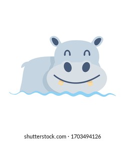 Cute hippo on the water vector