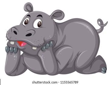 Cute Hippo auf weißem Hintergrund, Vektorgrafik