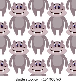 Cute hippo on a white background. Wild animals safari in flat style. Cartoon mammals for web pages.
Stock vector illustration for decor, design, baby textiles and
wallpaper