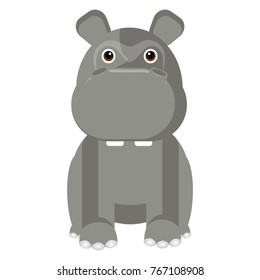 Cute hippo on a white background, Vector illustration