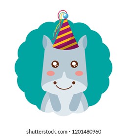 cute hippo party hat birthday