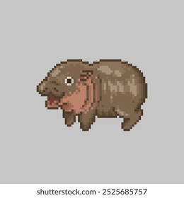 Hipopótamo bonito, animal de arte pixel