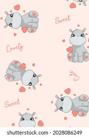 Cute Hippo for seamless pattern textile design and other design