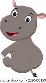 Cute hippo sit on white background