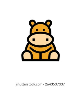 Cute hippo sits cartoon isolated clean graphic character