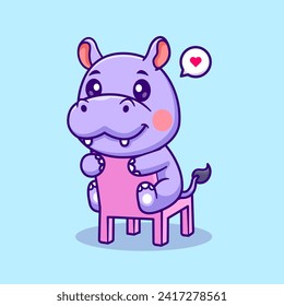 Cute Hippo Sitting on Chair Cartoon Vector Icon Illustration.
Animal Nature Icon Concept Isolated Premium Vector. Flat
Cartoon Style