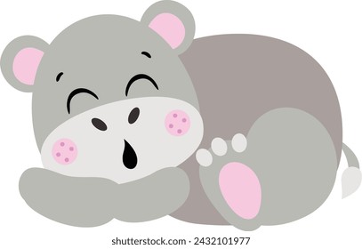 Hipopótamo lindo durmiendo aislado en blanco
