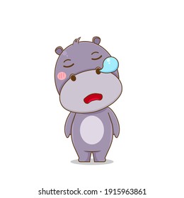 Cute hippo sleeping mascot vector design illustration