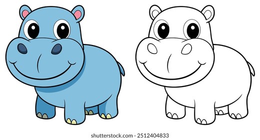 Desenho Animado Hippo Smile Bonito Para Crianças