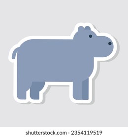 Cute hippo sticker vector illustration. Simple cute hippo stickers illustration for kids.