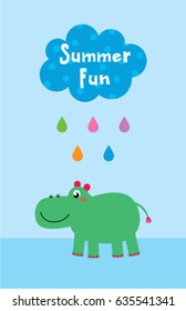 cute hippo summer fun vector
